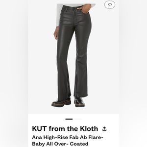 KUT from the Kloth Ana High-Rise Fab Ab Flare coated pant.
